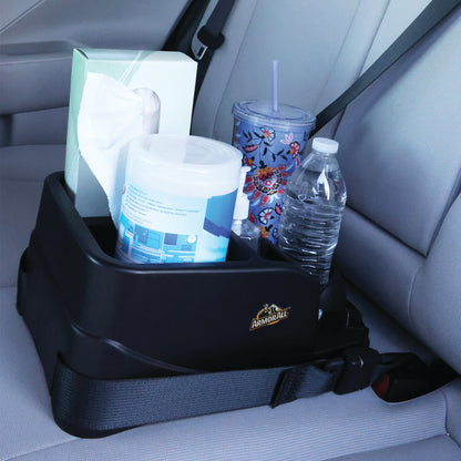Car Console Organizer, Car Seat Organizer with 2 Adjustable Cup Holders, 3 Large Storage Compartments