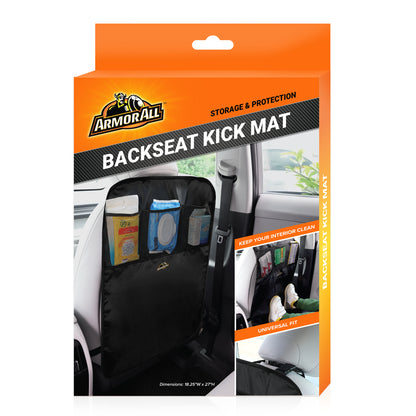 Car Backseat Kick Mat with Storage, Backseat Kick Protector for Kids with 3 Mesh Pockets, Protects from Kicks, Scratches, Scuffs