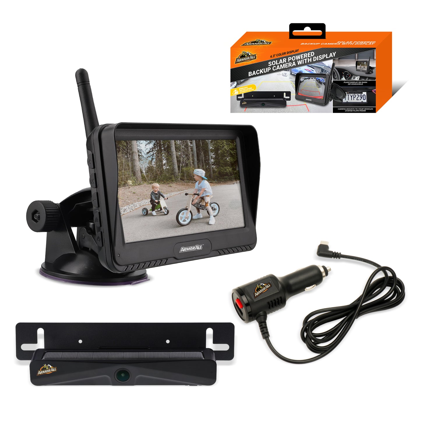 Wireless USB Solar Powered Backup Camera with 4.3” LCD Display