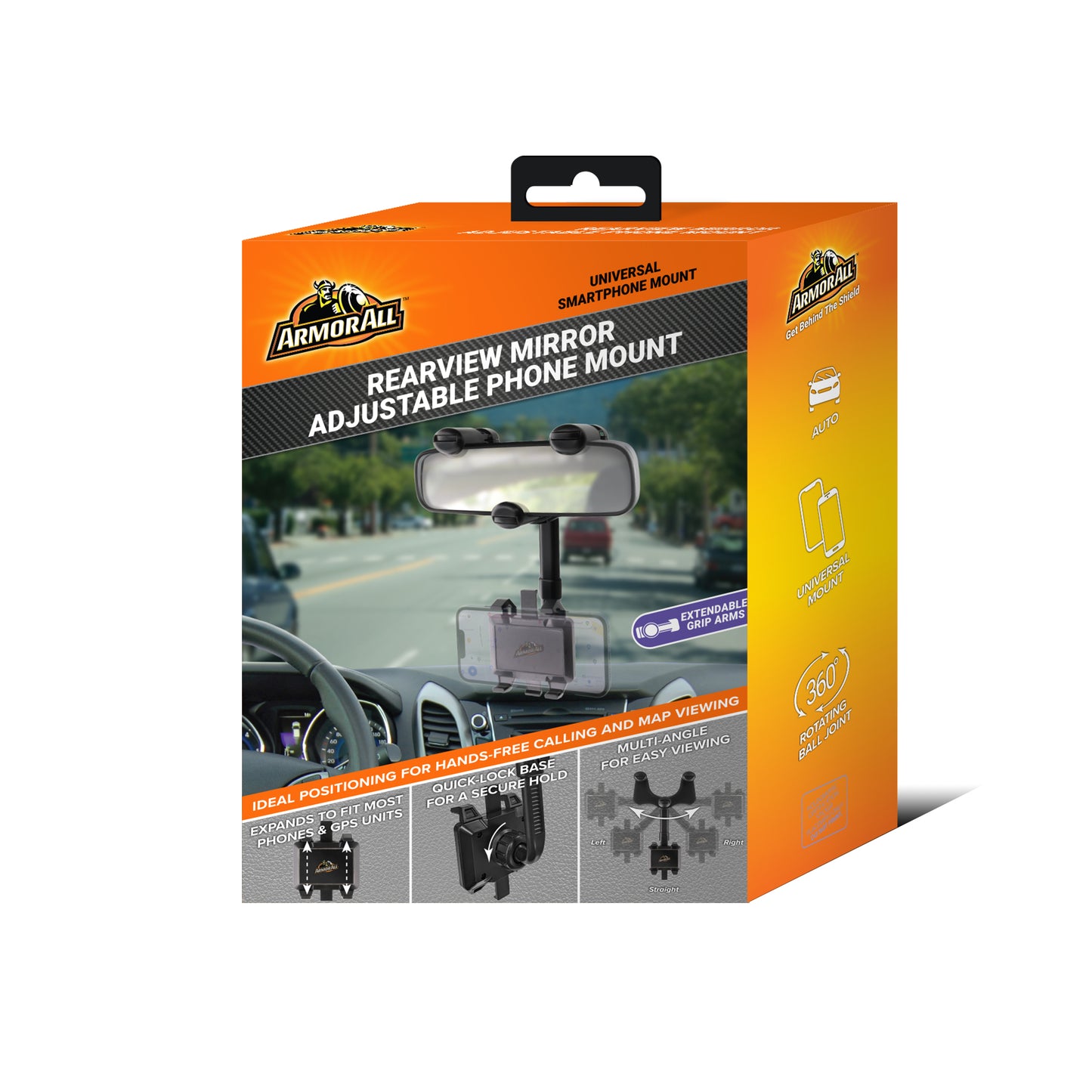Rear View Mirror Car Phone Mount Holder, 360 degrees