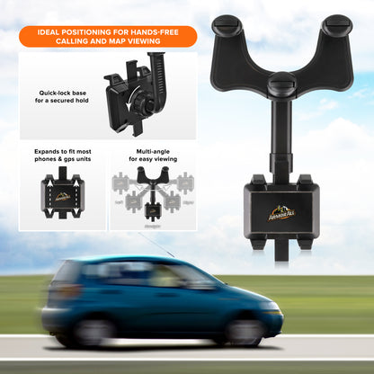 Rear View Mirror Car Phone Mount Holder, 360 degrees