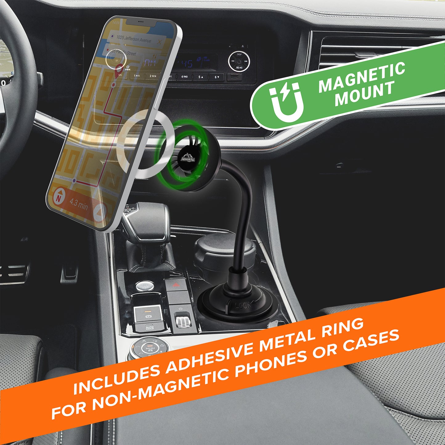 Magnetic Phone Mount for Car, Cupholder Phone Holder for MagSafe Phones