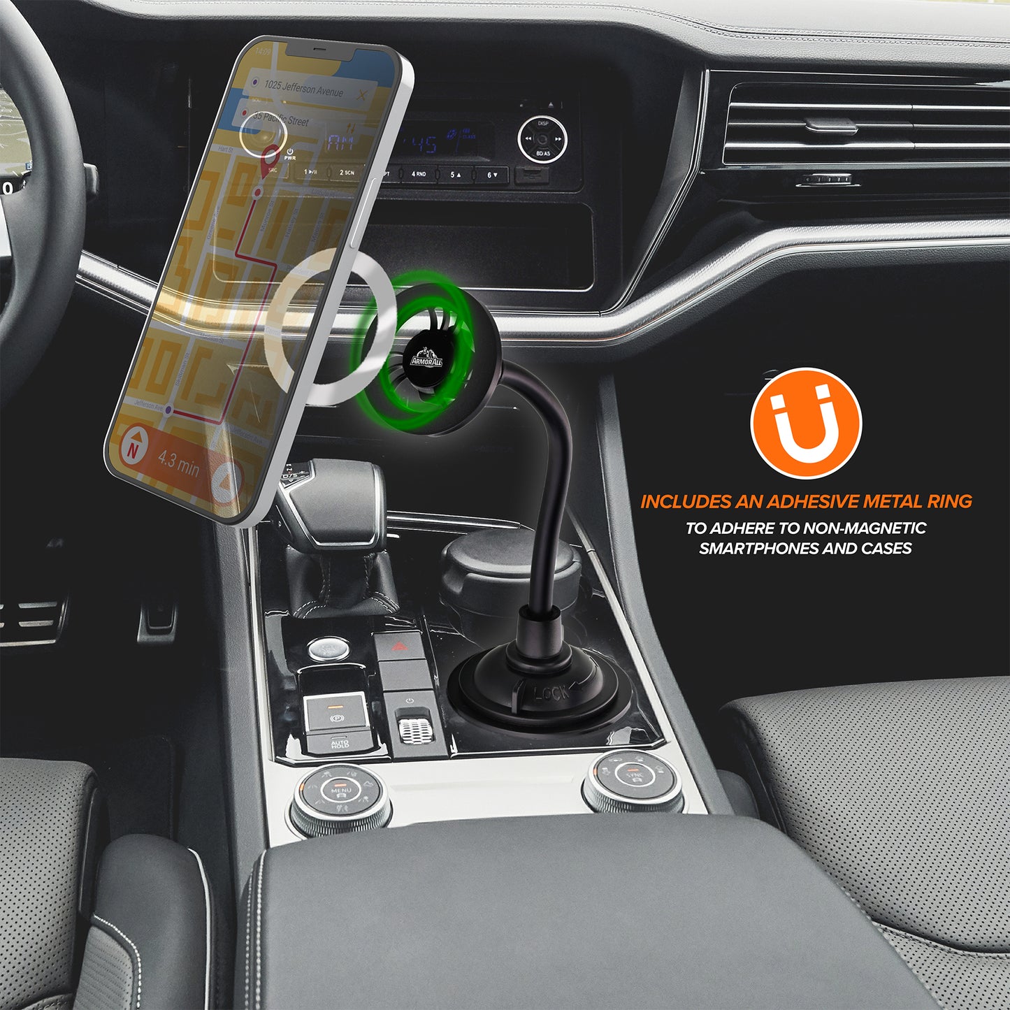 Magnetic Phone Mount for Car, Cupholder Phone Holder for MagSafe Phones