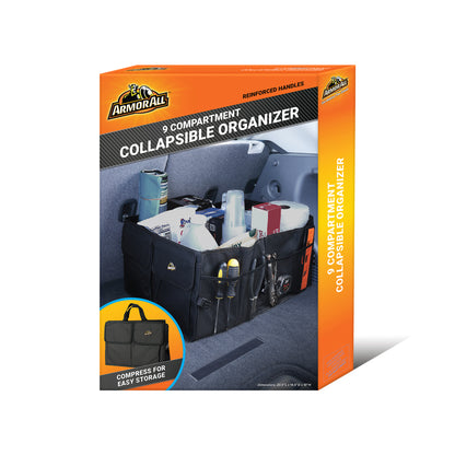Extra-Large 9 Compartment Collapsable Lightweight Waterproof Trunk Organizer for SUV & Car