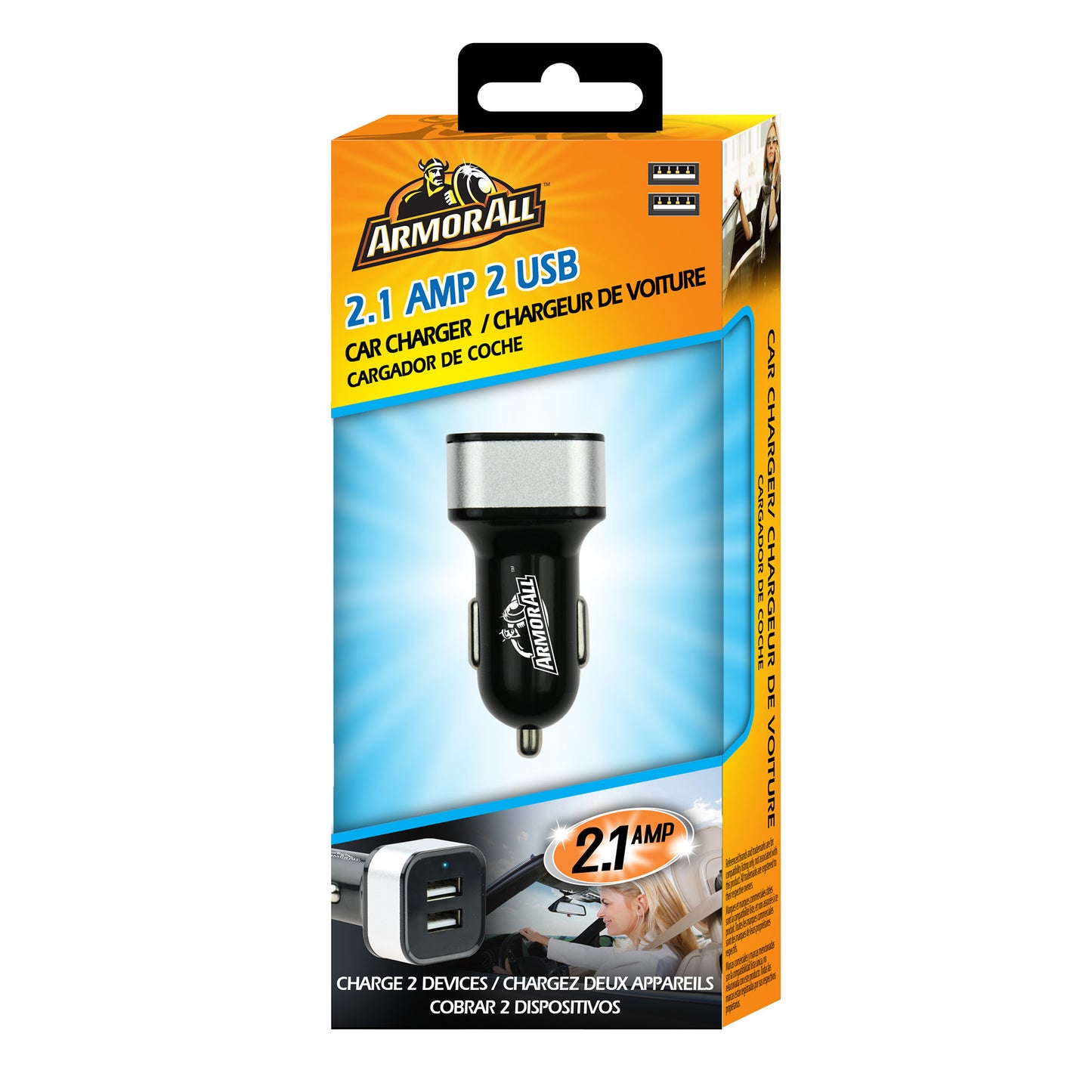 2-Port Car Charger, Powers Up Two Devices Simultaneously