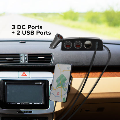 DC Power Station, Charge Up To 5 Devices, 3 12V Ports/Two USB-A Ports