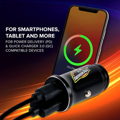 2 Pack Ultra-Fast 54W PD 18W QC Car Charger, Type C and USB A