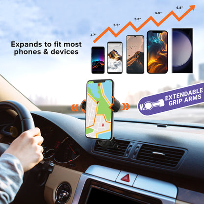 Car Phone Adjustable Mount Bundle: Vent Mount + 6ft Type C Cable