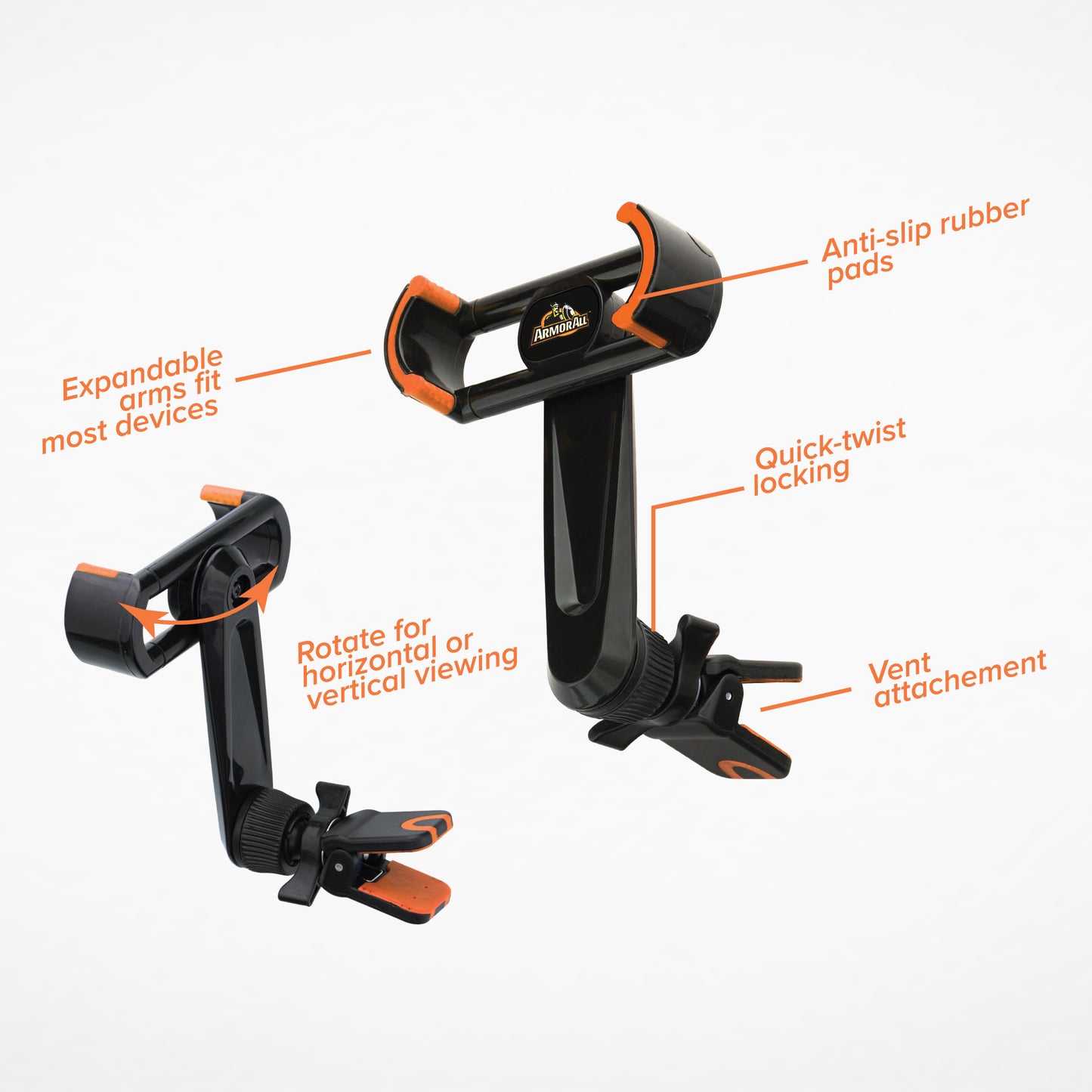 Car Phone Adjustable Mount Bundle: Vent Mount + 6ft Type C Cable