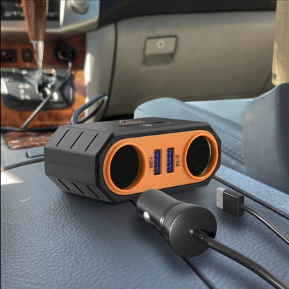 Multi Port Car Plug 2 DC 4 USB 12V Power Station LED Indicator