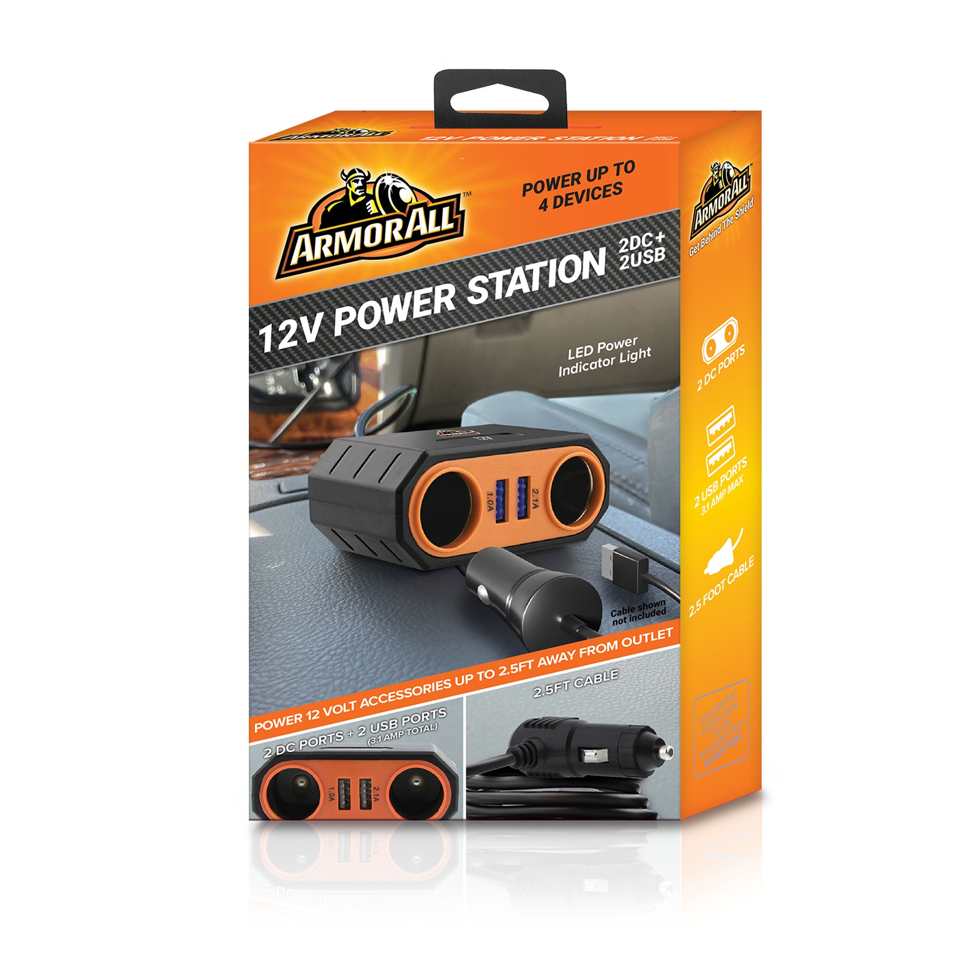 Multi Port Car Plug 2 DC 4 USB 12V Power Station LED Indicator – Armor ...