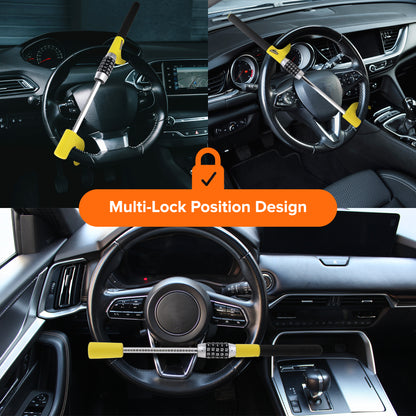 Armor All Combination Steering Wheel Lock, Keyless 5-Digit Anti-Theft Car Security Bar, Universal Fit for Cars