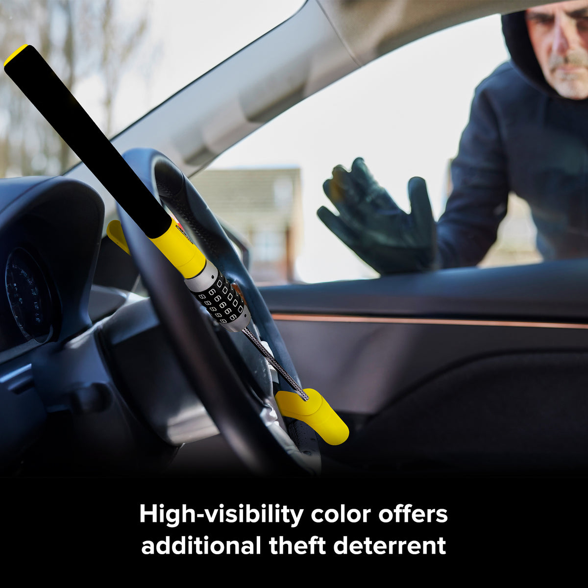 Armor All Combination Steering Wheel Lock, Keyless 5-Digit Anti-Theft Car Security Bar, Universal Fit for Cars