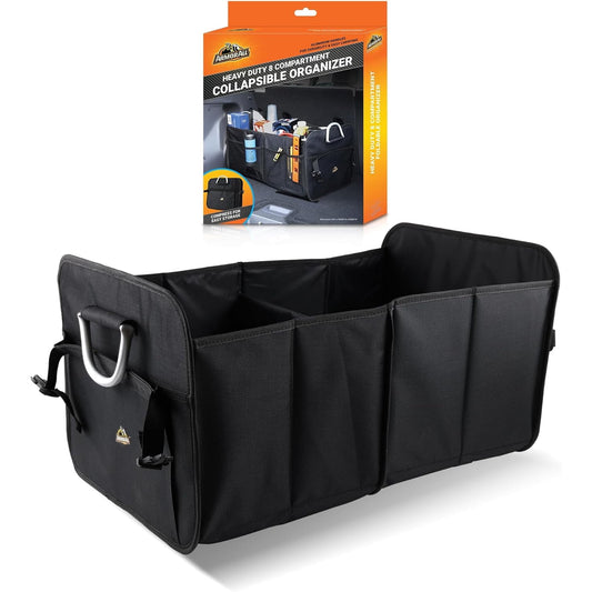 XL Heavy-Duty 8 Compartment Collapsable Waterproof Trunk Organizer for SUV & Car Storage