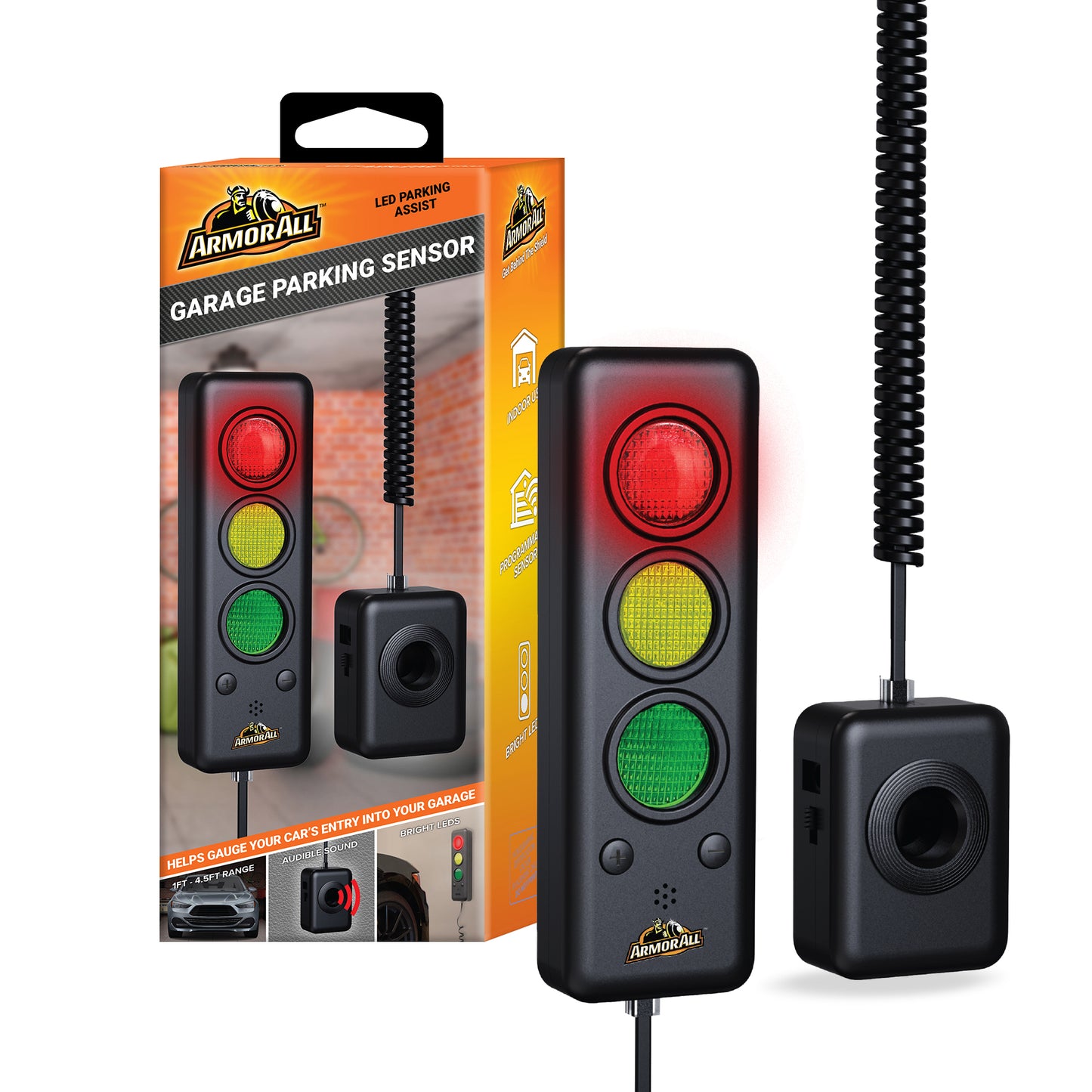 Advanced Garage Parking Sensor Aid with LED Light, Color Changing Distance Indicator