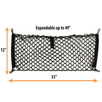 Cargo Net Organizer, 12” x 31” Inch Expandable up to 47” Inches, Super-Durable Nylon Material