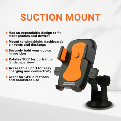 2-Pack Universal Smartphone Mount with Dashboard, Windshield and Air Vent Mounting System