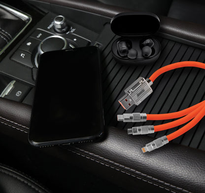 6FT Rugged 3-in-1 USBA Cable, Micro-USB, USB-C, & 8PIN, Mobile Device Charging