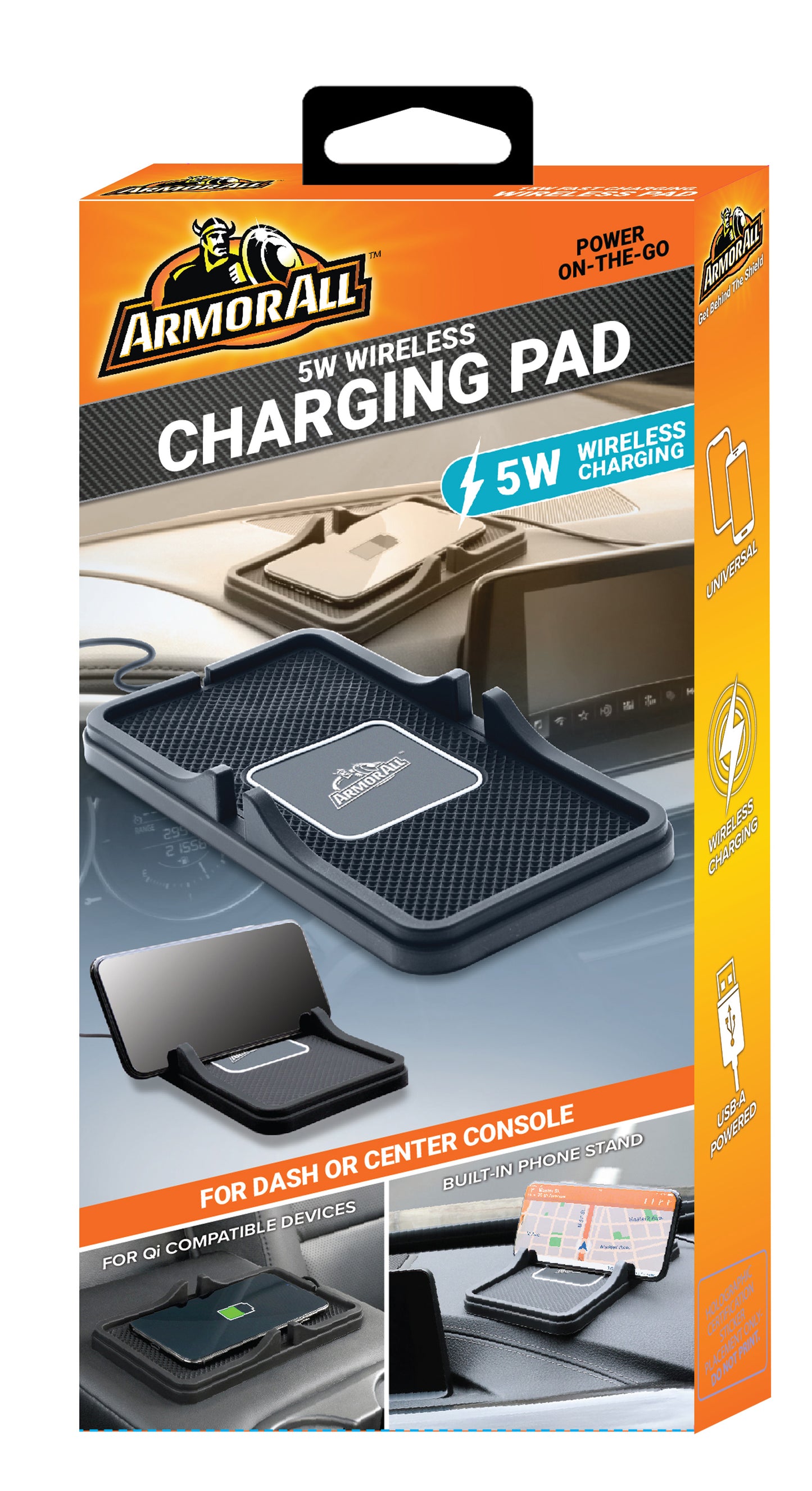 5W Dash Wireless Charging Pad, Phone Stand, Universal QI Enabled